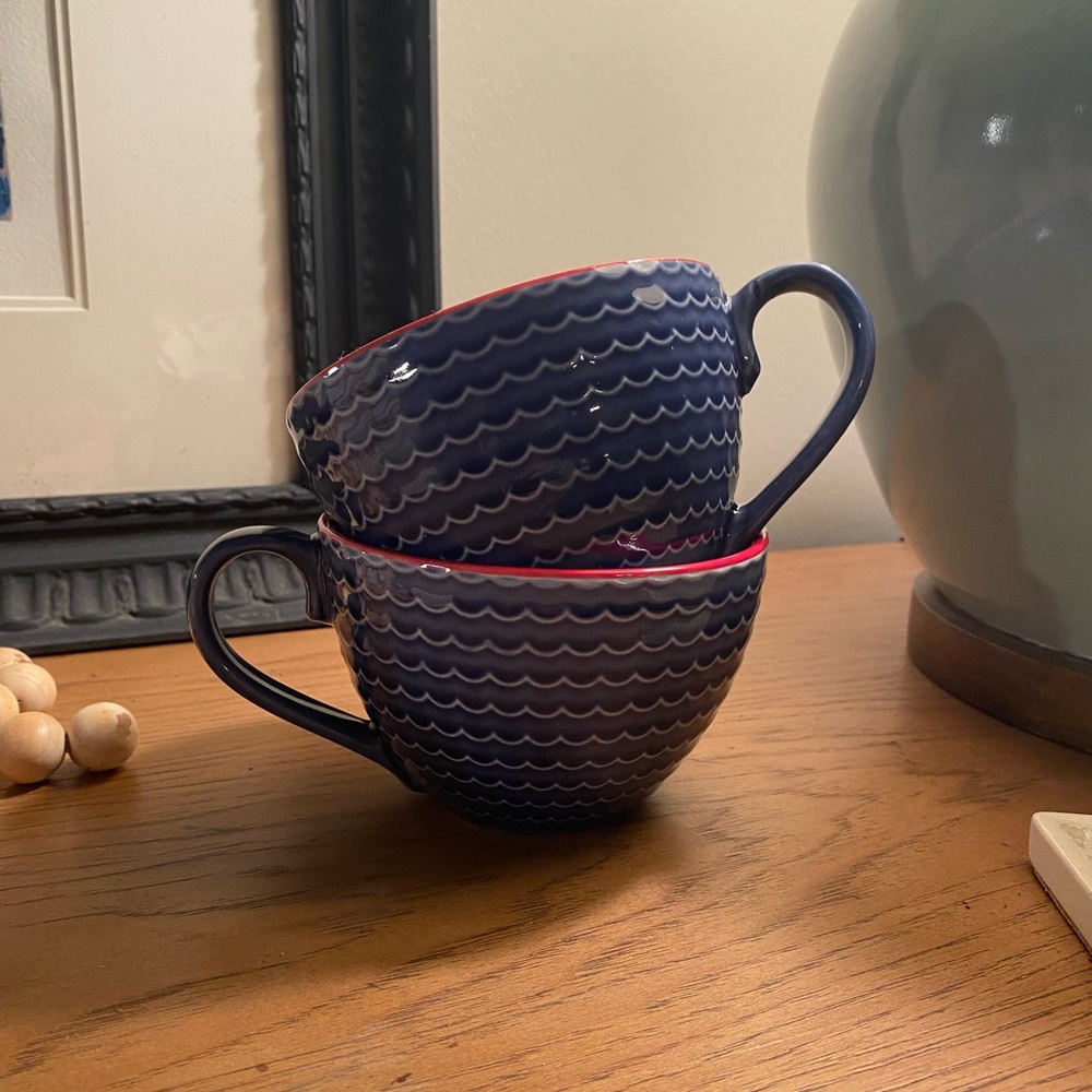 PFALTZGRAFF Everyday Textured Purple Mug Coffee Tea Cup Blue Whale Red Trim